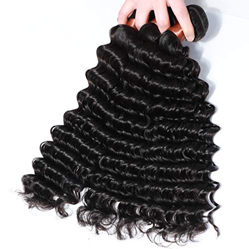 Angie Queen Unprocessed Brazilian Human Hair Deep Wave One Bundle 16 Inch Virgin Hair Weave Bundle Wet and Wavy Bundles Deep Wave Human Hair Bundles Natural Black Color (One Bundle) - Image 2