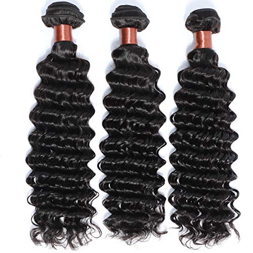 Angie Queen Unprocessed Brazilian Human Hair Deep Wave One Bundle 16 Inch Virgin Hair Weave Bundle Wet and Wavy Bundles Deep Wave Human Hair Bundles Natural Black Color (One Bundle) - Image 3