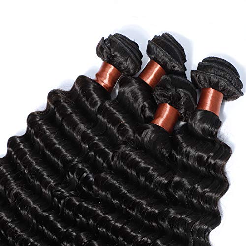 Angie Queen Unprocessed Brazilian Human Hair Deep Wave One Bundle 16 Inch Virgin Hair Weave Bundle Wet and Wavy Bundles Deep Wave Human Hair Bundles Natural Black Color (One Bundle) - Image 5