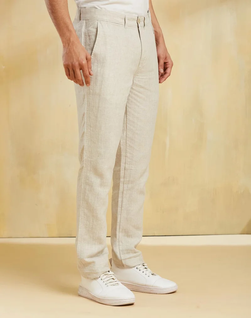 Men Natural linen Regular pant