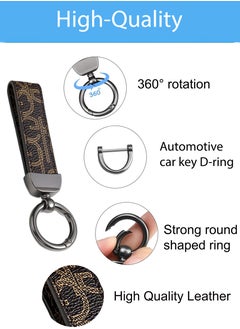 KeyAmor Elegant metal and leather keychain car key holder for adults. Stylish keychain with gunmetal-coloured rings, perfect for men, featuring 3 key rings for added functionality. Made with elegant and refined dark brown leather, it offers 360-degree rotation for convenience and comes beautifully packaged in a fancy gift box, making it an excellent accessory or gift choice.  - Image 3