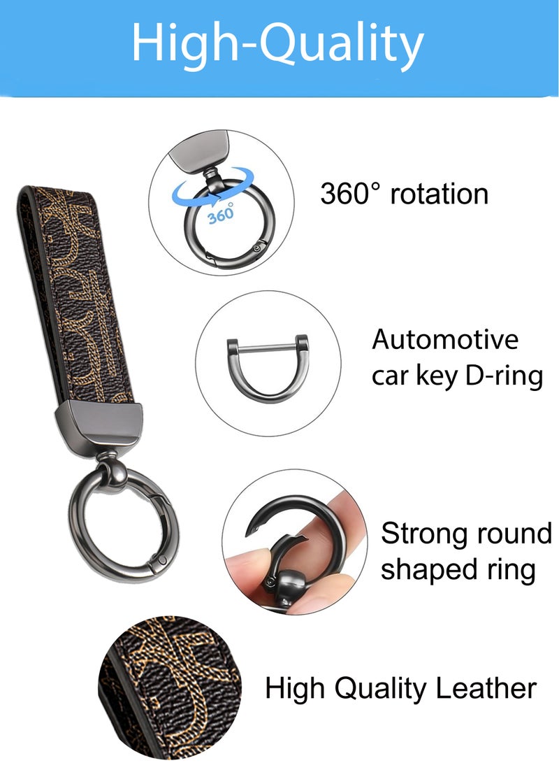 كيامور سلسلة مفاتيح أنيقة مصنوعة من المعدن والجلد للبالغين. سلسلة مفاتيح عصرية بحلقات بلون معدني غامق مثالية للرجال، تحتوي على 3 حلقات مفاتيح لإضافة المزيد من الوظائف. مصنوعة من جلد بني داكن أنيق وراقي، وتوفر دوران 360 درجة للراحة، وتأتي مغلفة بشكل جميل في علبة هدايا فاخرة، مما يجعلها خيارًا ممتازًا كإكسسوار أو كهدية. - Image 3