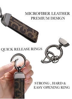 KeyAmor Elegant metal and leather keychain car key holder for adults. Stylish keychain with gunmetal-coloured rings, perfect for men, featuring 3 key rings for added functionality. Made with elegant and refined dark brown leather, it offers 360-degree rotation for convenience and comes beautifully packaged in a fancy gift box, making it an excellent accessory or gift choice.  - Image 5