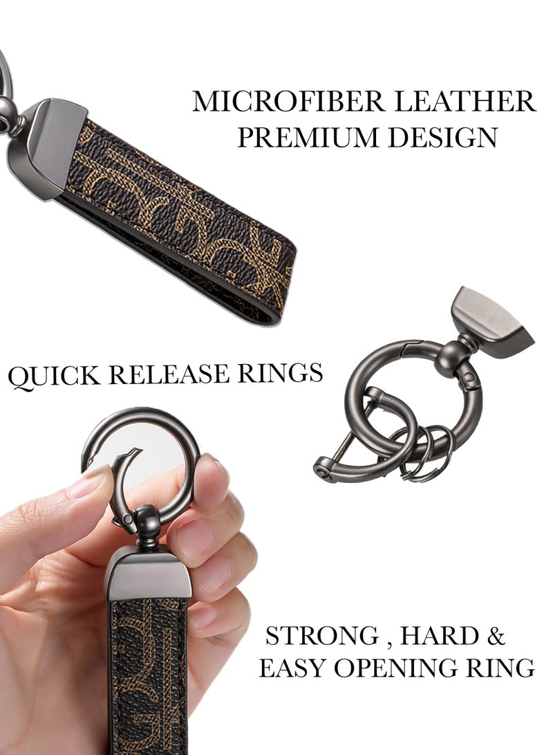 كيامور سلسلة مفاتيح أنيقة مصنوعة من المعدن والجلد للبالغين. سلسلة مفاتيح عصرية بحلقات بلون معدني غامق مثالية للرجال، تحتوي على 3 حلقات مفاتيح لإضافة المزيد من الوظائف. مصنوعة من جلد بني داكن أنيق وراقي، وتوفر دوران 360 درجة للراحة، وتأتي مغلفة بشكل جميل في علبة هدايا فاخرة، مما يجعلها خيارًا ممتازًا كإكسسوار أو كهدية. - Image 5