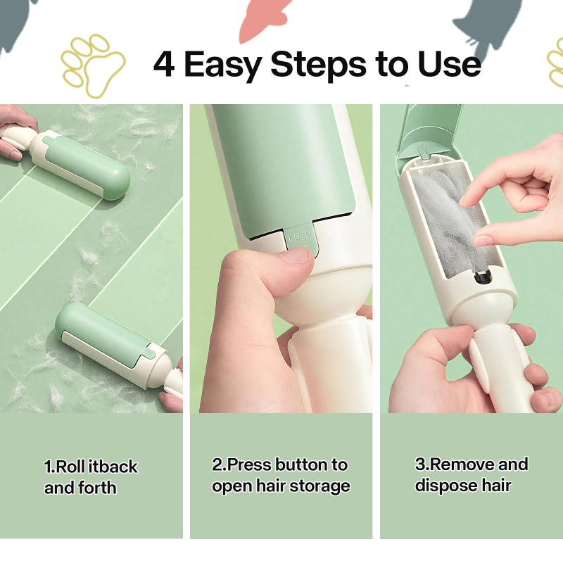 PAKEWAY 2 Pack Pet Hair Remover for Couch & Carpet, Reusable Lint Roller with Self-Cleaning Base, Dog & Cat Fur Remover, Portable Hair Removal Tool - Image 5