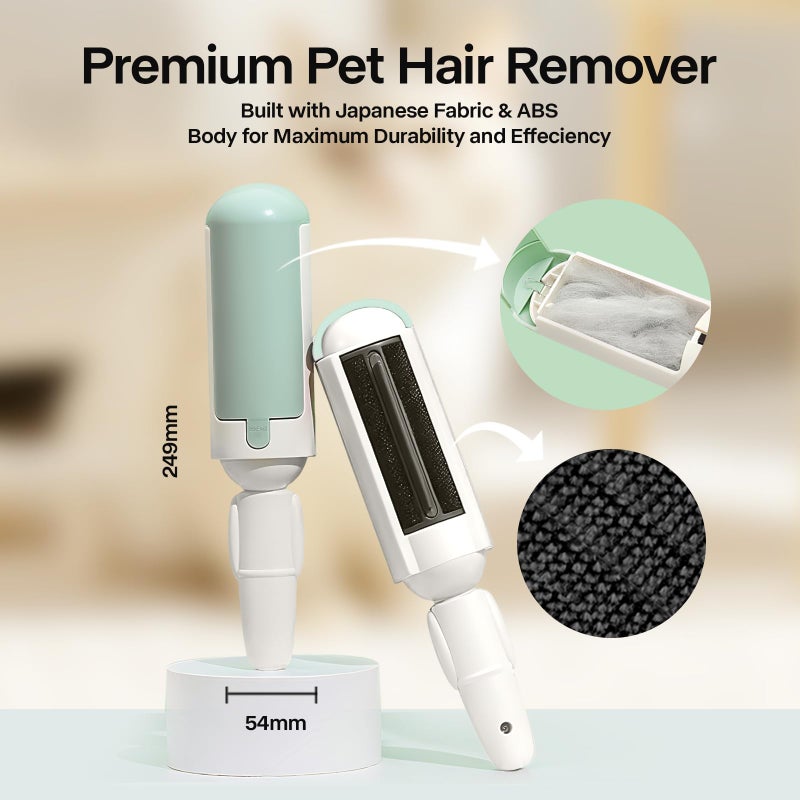 PAKEWAY 2 Pack Pet Hair Remover for Couch & Carpet, Reusable Lint Roller with Self-Cleaning Base, Dog & Cat Fur Remover, Portable Hair Removal Tool - Image 4