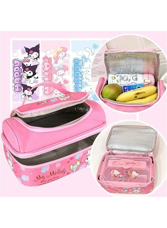 Generic Anime Cinnamoroll Lunch Bag for Man Woman Leakproof Lunch Box Large Compartment Lunch Container Tote for Work Travel Blue  - Image 5