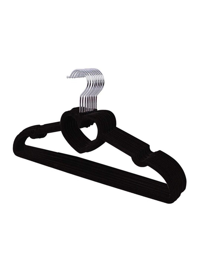 5-Piece Heart Shape Non Slip Flocking Hangers Black - Image 1