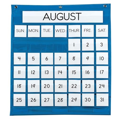 Pacon Pocket Chart, Monthly Calendar, Blue, 25" x 28", 1 Chart - Image 1