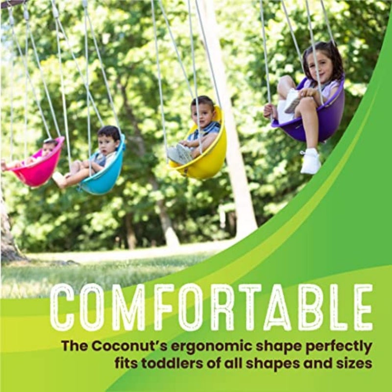 Swurfer Coconut - Your Child's First Swing with Blister Free Rope and 3-Point Safety Harness - Indoor and Outdoor - Swing for Babies and Toddlers - Ages 9 + Months - Up to 50 lbs, Blue - Image 3