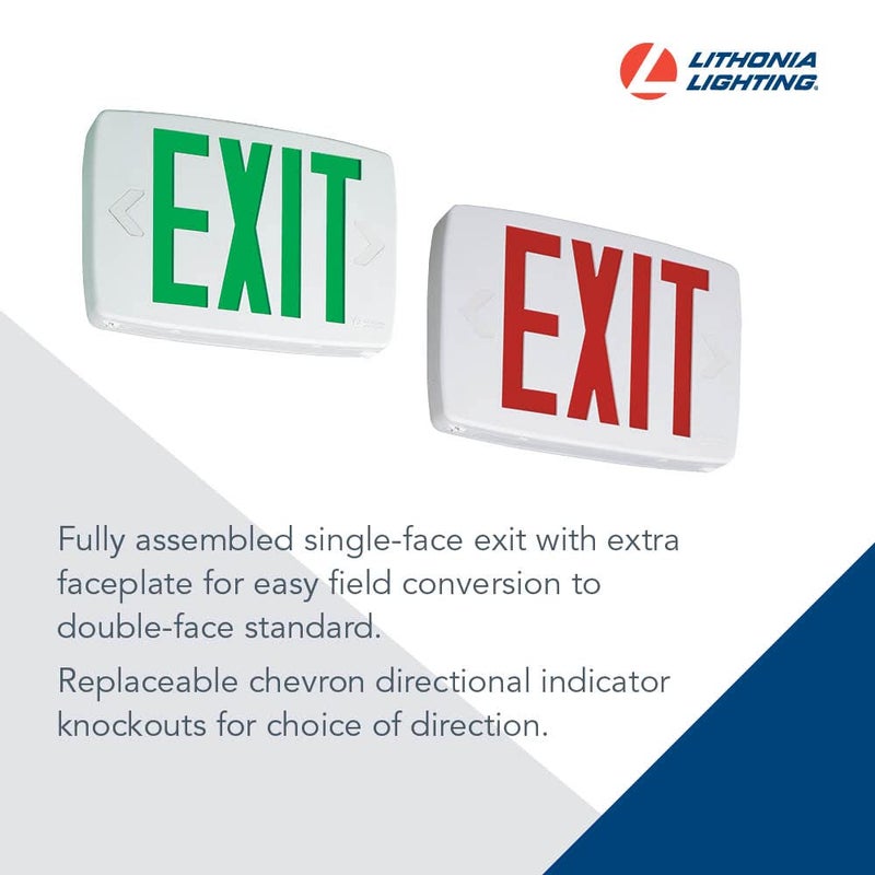 Lithonia Lighting Lithonia Lighting LQM S W 3 R 120/277 M6 Quantum Thermoplastic LED Exit Sign with Stencil-Faced White Housing and Red Letters  - Image 3