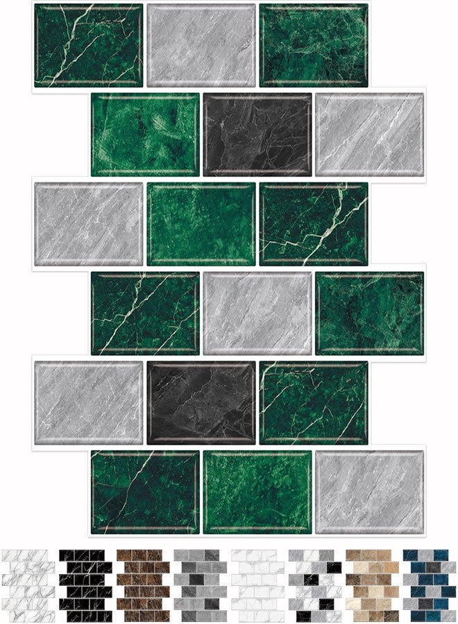 URCOLOR 10-Sheet Peel and Stick Backsplash Tile for Kitchen,12"x12" Self Adhesive Wall Tiles Stick on Back Splashes for Bathroom Green Marble Look - Image 1