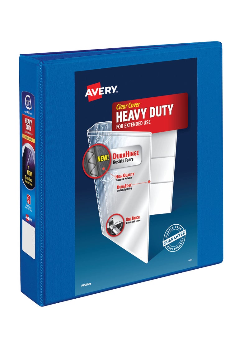 AVERY Avery Heavy Duty View 3 Ring Binder, 1.5" One Touch Slant Ring, Holds 8.5" x 11" Paper, 1 Pacific Blue Binder (79722)  - Image 1