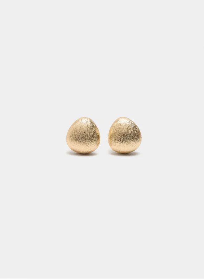 بارفوا أقراط بيضاوية قصيرة ذهبية