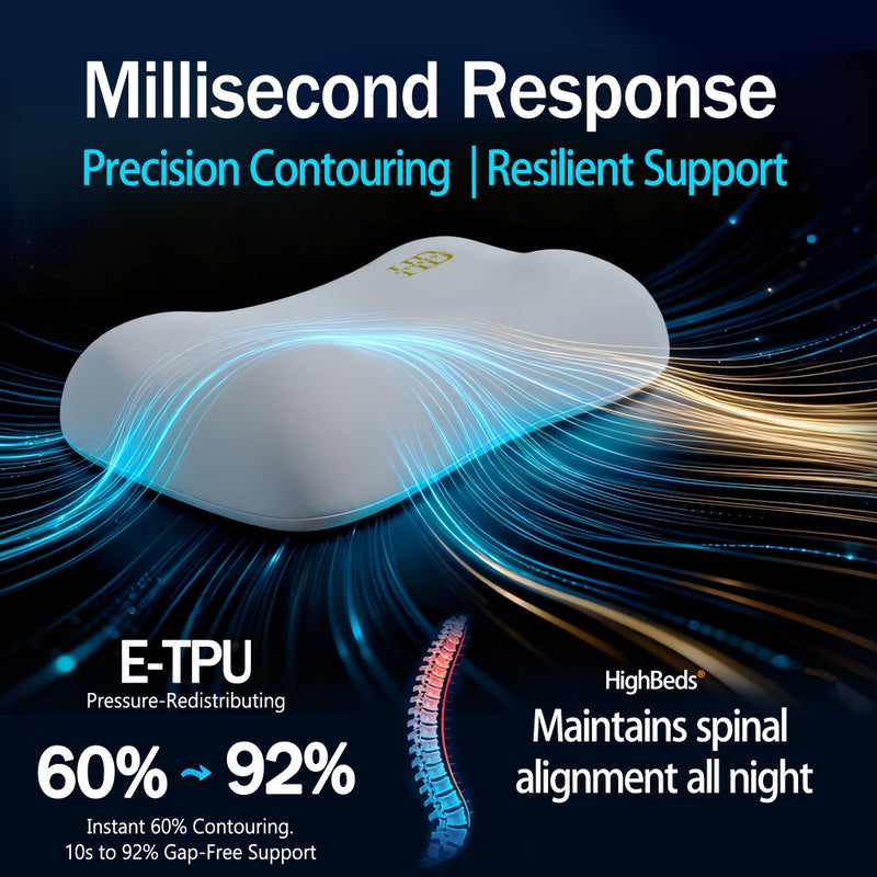 HighBeds Cervical Neck Pillow for Neck Pain Relief- Memory Foam Pillow for Side and Back Sleepers, BASF Support with Ergonomic Pillow - Image 4