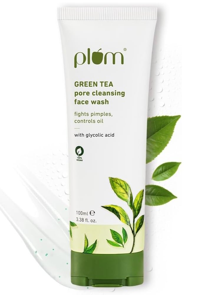 Plum Green Tea Pore Cleansing Face Wash For Oily and Acne Skin Clean Dirt Pollution For Clear Skin 100% Vegan, 100 ml - Image 1