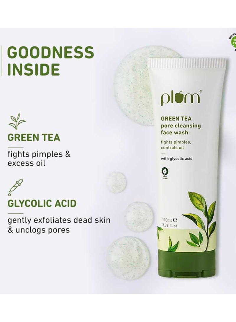 Plum Green Tea Pore Cleansing Face Wash For Oily and Acne Skin Clean Dirt Pollution For Clear Skin 100% Vegan, 100 ml - Image 2
