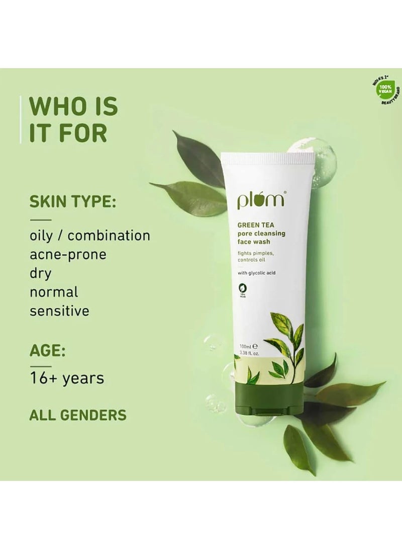 Plum Green Tea Pore Cleansing Face Wash For Oily and Acne Skin Clean Dirt Pollution For Clear Skin 100% Vegan, 100 ml - Image 3