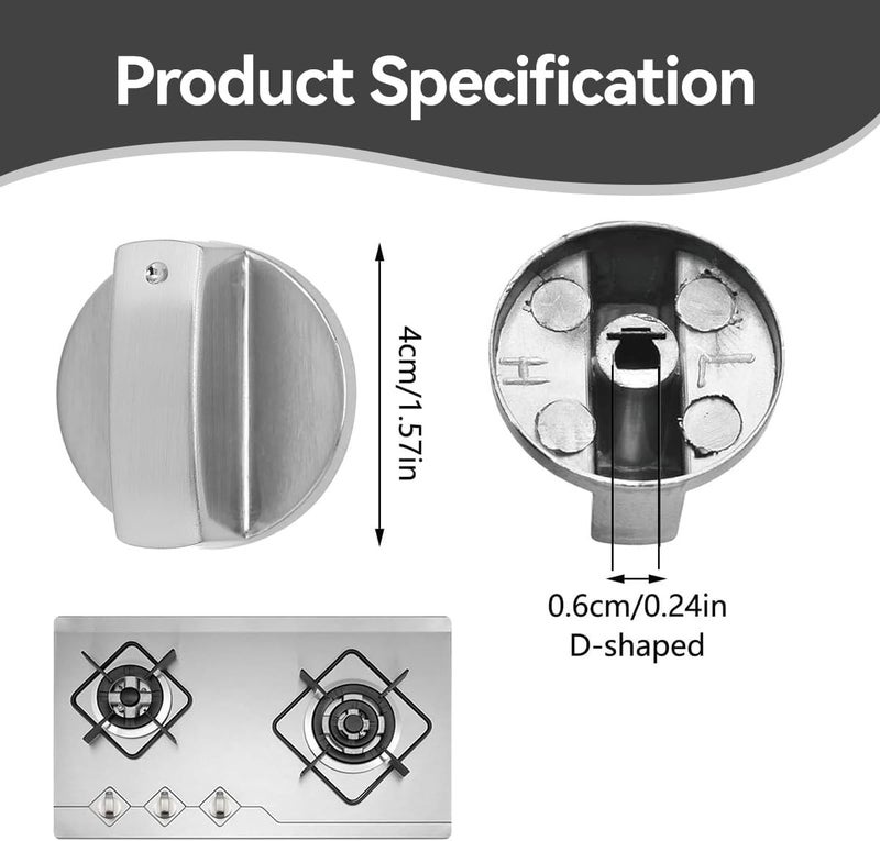 Proxima Direct 6 Pack Stove Knob 6MM Zinc Alloy Control Knob Oven Switch Universal Stainless Steel Gas Stove Control Knobs For Oven Cooktop Gas Stove, Compatible With General Oven,Stove,Range - Image 2