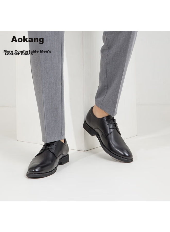 Aokang Men's Lace-up Business Formal Dress Shoes, Fleece-lined Cotton Shoes, Work Shoes, Black, Size 42 - Image 3