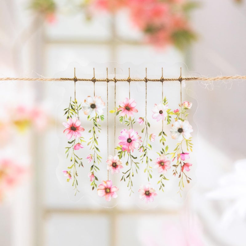 AuriicLeaf Hanging Floral PET Stickers Set, 60PCS Botanical Flower Stickers for Scrapbooking, Journaling, DIY Crafts, and Art Supplies - Image 3
