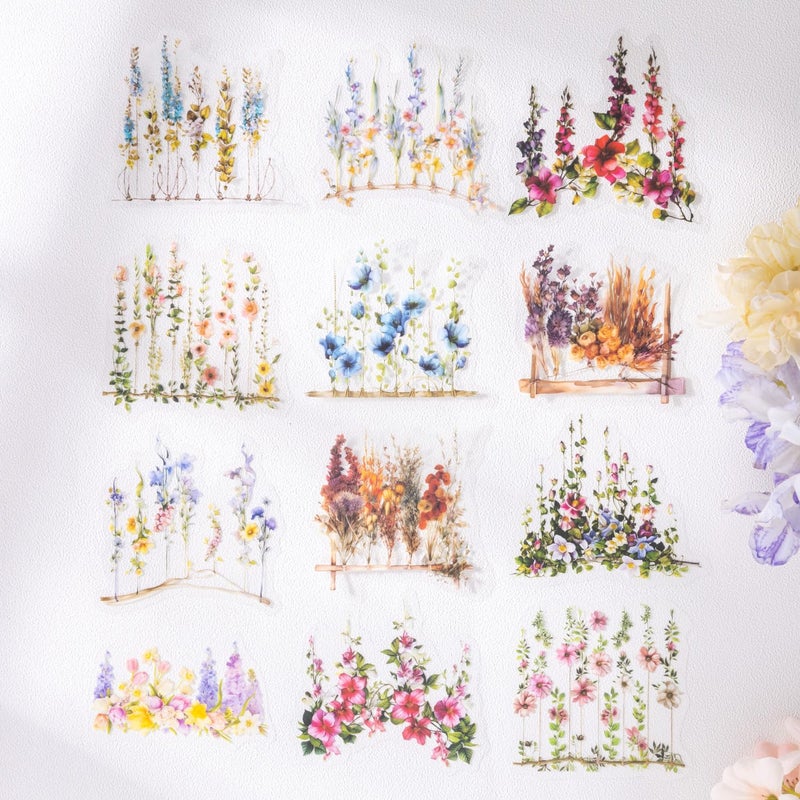 AuriicLeaf Hanging Floral PET Stickers Set, 60PCS Botanical Flower Stickers for Scrapbooking, Journaling, DIY Crafts, and Art Supplies - Image 5
