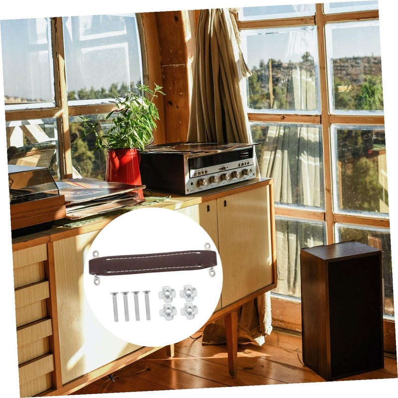 Coffee Leather Pull Handle Outdoor Speaker Subwoofer Mounting Screws Indoor and Outdoor - Image 5