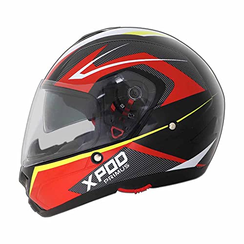 TVS XPOD Primus Helmet for Men-Dual Visor, ISI DOT Certified, EPS Impact Absorption-Premium Bike Helmet for Safety & Comfort (Red-XL) - Image 1
