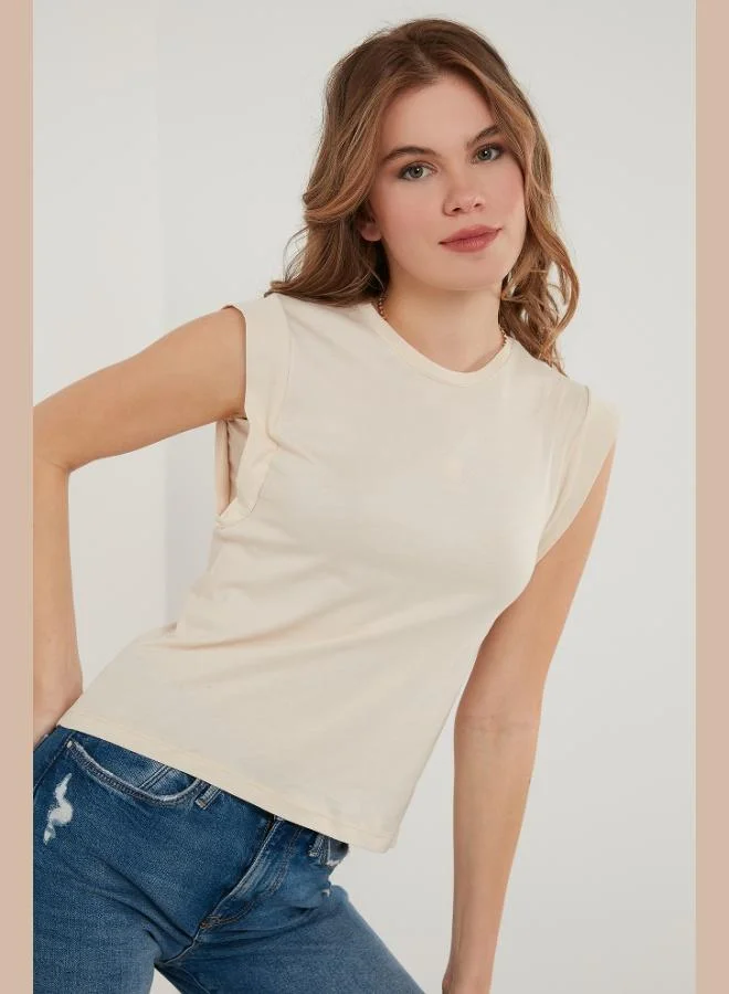 Lela Lela Cotton Crew Neck Sleeveless Basic T-Shirt Women's T-SHIRT 5864201