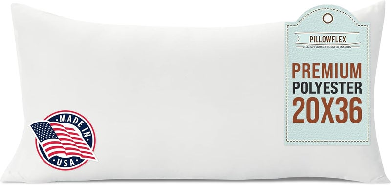 PILLOWFLEX Premium Polyester Throw Pillow Insert - 20x36 - Ultra Soft Large Rectangle Throw Pillow, Couch Sham, Lumbar, Back, Sofa - Machine Washable - Decorative Accent Form - 1 Soft Pillow - Image 1