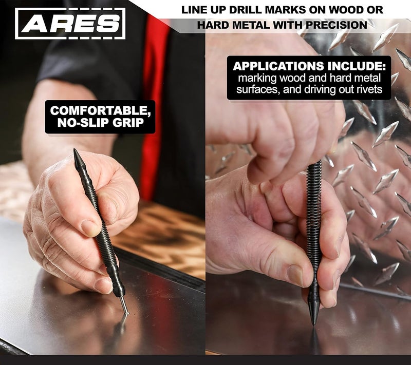 ARES 10065 - Dual Head Hammerless High Speed Steel Punch and Center Punch - CNC-Precision Machined - 5000 PSI Striking Force - Image 4