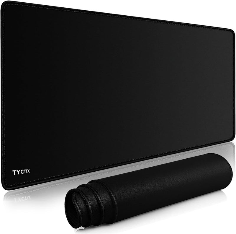 TYCTIX Large Gaming Mouse Pad 800X300, Stitched Edges, Smooth Cloth Surface, Non-Slip Rubber Base, Waterproof Mousepad 3Mm Thick (Black) - Image 1