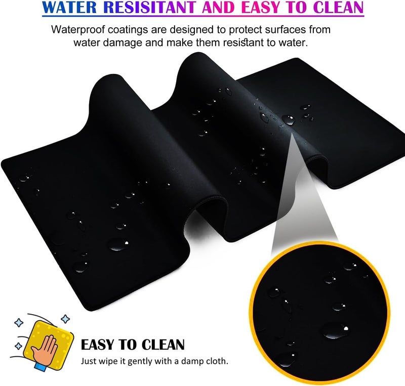 TYCTIX Large Gaming Mouse Pad 800X300, Stitched Edges, Smooth Cloth Surface, Non-Slip Rubber Base, Waterproof Mousepad 3Mm Thick (Black) - Image 3