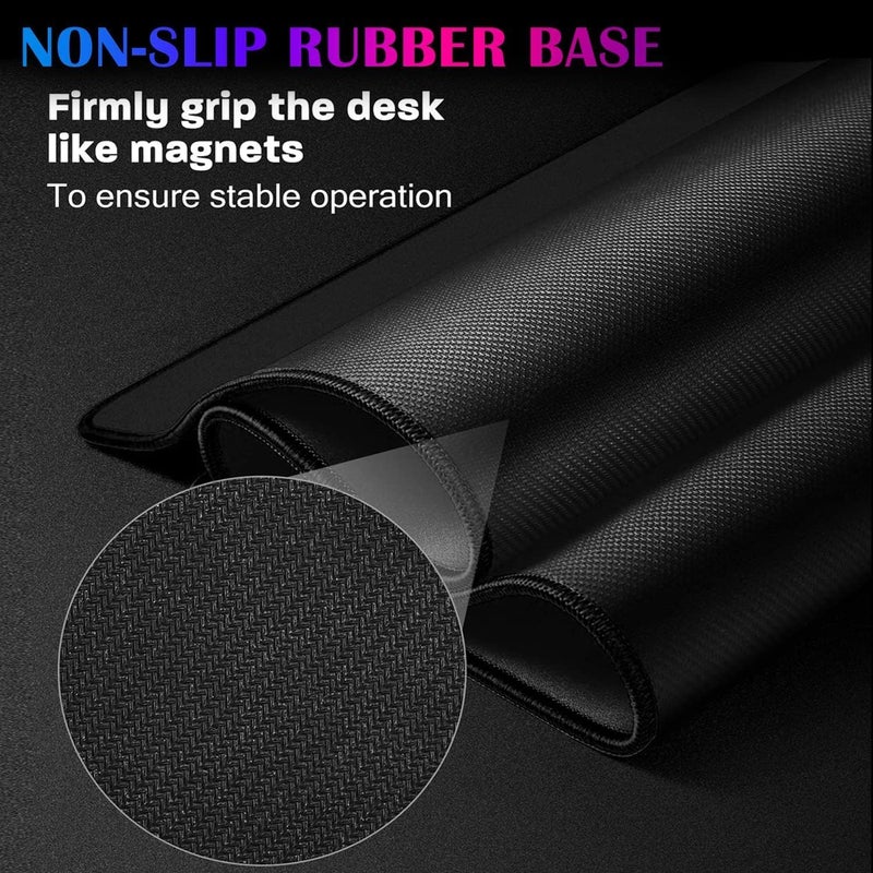 TYCTIX Large Gaming Mouse Pad 800X300, Stitched Edges, Smooth Cloth Surface, Non-Slip Rubber Base, Waterproof Mousepad 3Mm Thick (Black) - Image 5