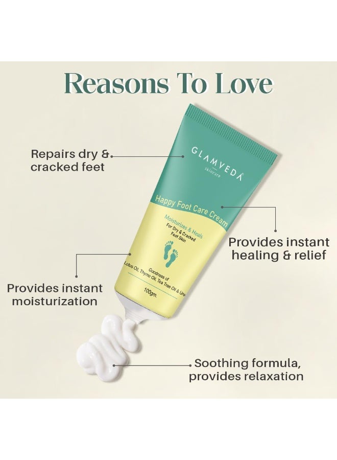 Glamveda Happy Foot cream | Crack Heel Repair Cream for Women | Deep Moisturizing Foot Cream & Crack Cream for Smooth Skin| Suitable for all skin types | 100gm - Image 3