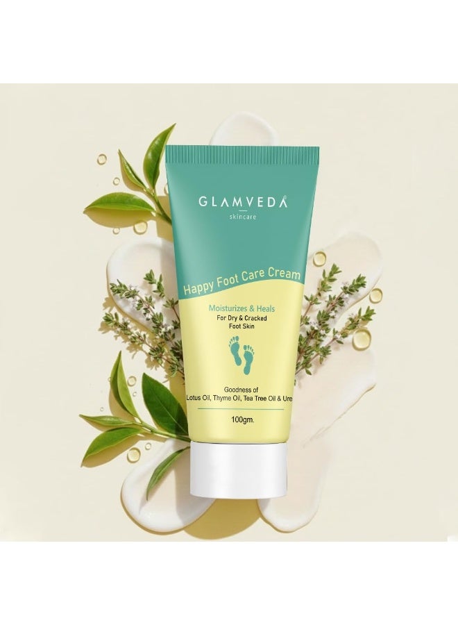Glamveda Happy Foot cream | Crack Heel Repair Cream for Women | Deep Moisturizing Foot Cream & Crack Cream for Smooth Skin| Suitable for all skin types | 100gm - Image 1