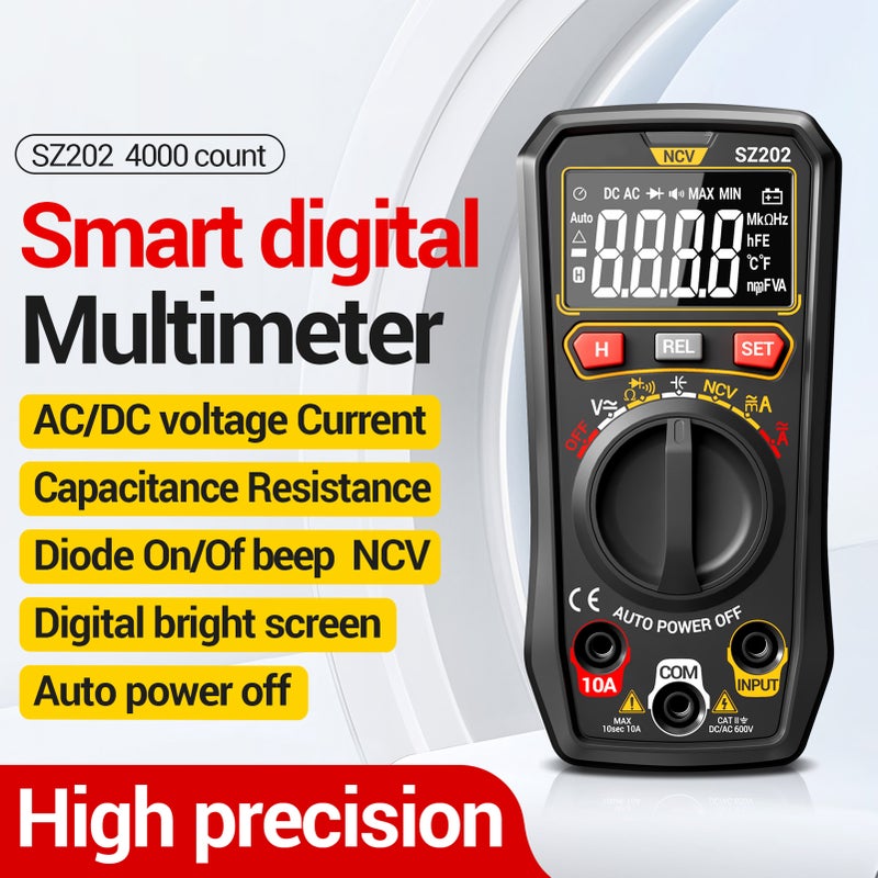 Digital Multimeter, Auto-Ranging 4000 Counts, Portable Ohm Volt Amp Tester Measures NCV, Voltage, Current, Diode, Capacitance Black - Image 4