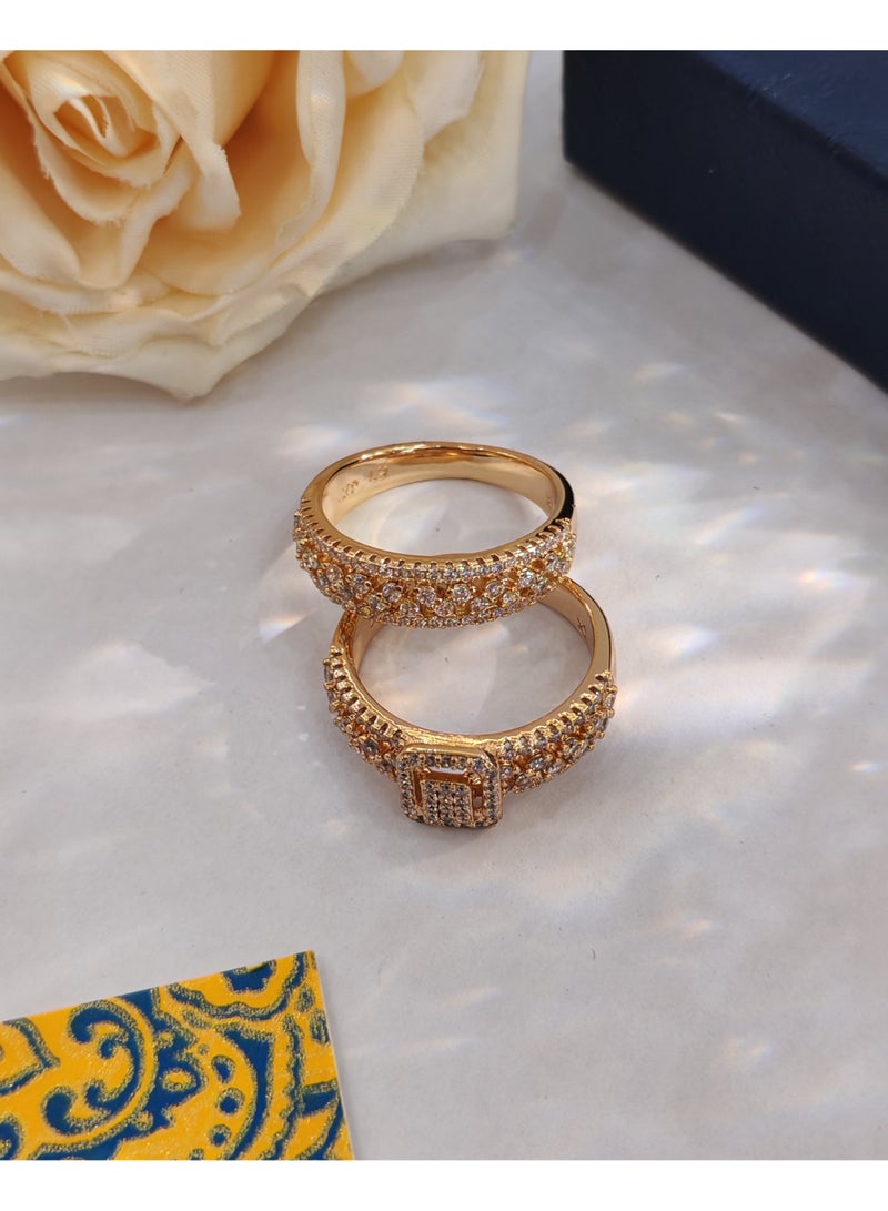 Palace style double ring set for weddings, couples' rings, and diamond studded couple's rings - Image 4
