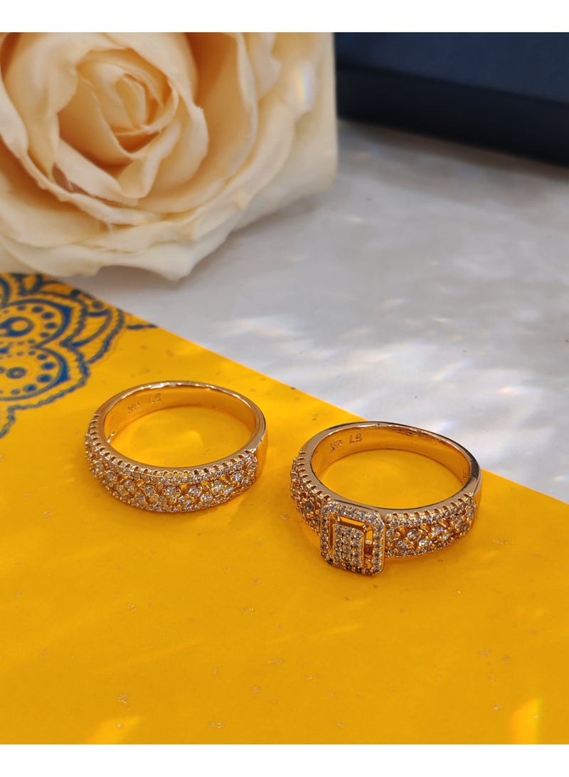 Palace style double ring set for weddings, couples' rings, and diamond studded couple's rings - Image 5