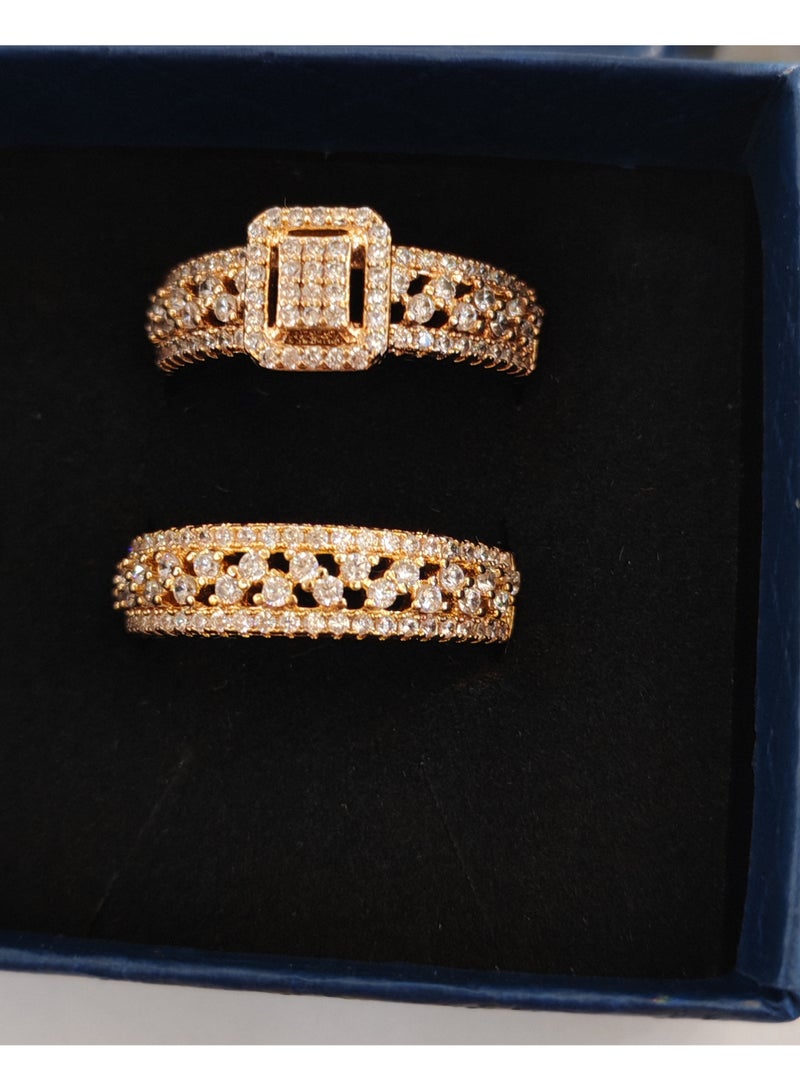 Palace style double ring set for weddings, couples' rings, and diamond studded couple's rings - Image 3