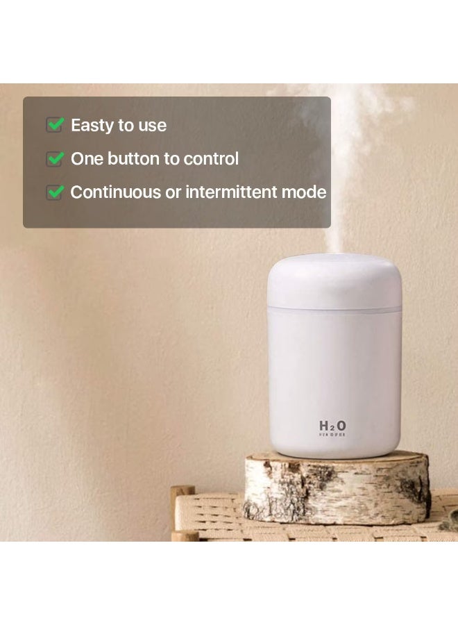 H2O Mini ultrasonic humidifier, essential oil diffuser, 300ml capacity, USB powered, with seven-color LED lighting, white - Image 4