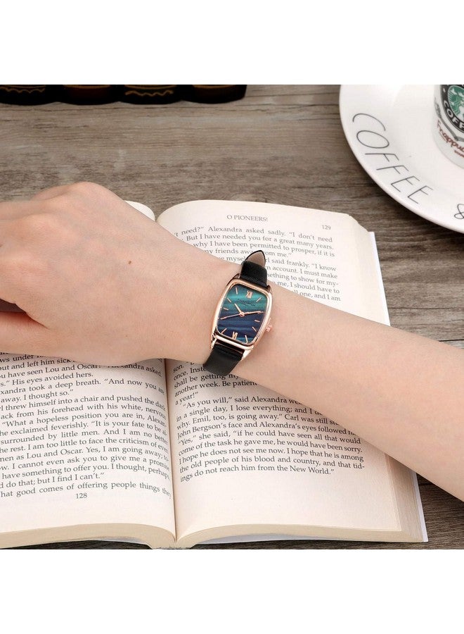 Top Plaza Top Plaza Womens Ladies Fashion Black Leather Wrist Watch Rectangle Elegant Simple Dial Analog Quartz Dress Watch - Image 3