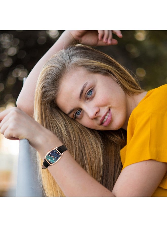 Top Plaza Top Plaza Womens Ladies Fashion Black Leather Wrist Watch Rectangle Elegant Simple Dial Analog Quartz Dress Watch - Image 5