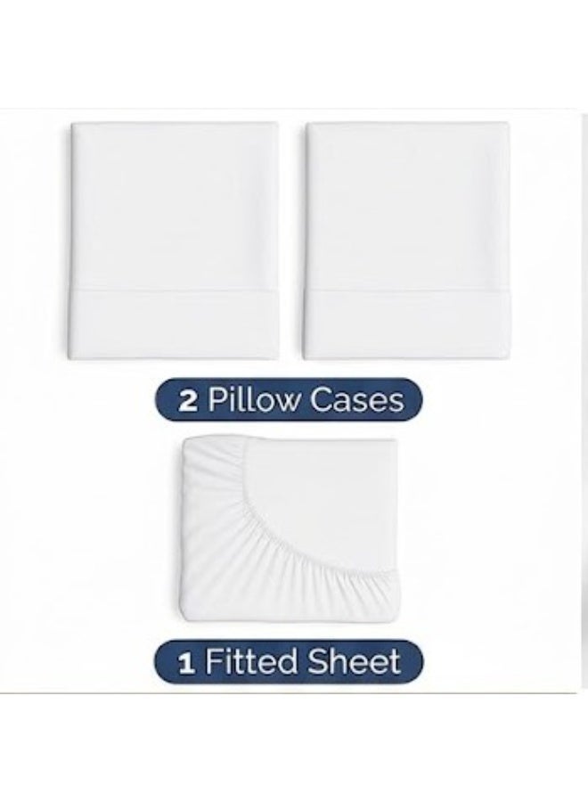 Cotton bed sheet set with 2 pillowcases, hotel quality, 3 pieces - Image 3