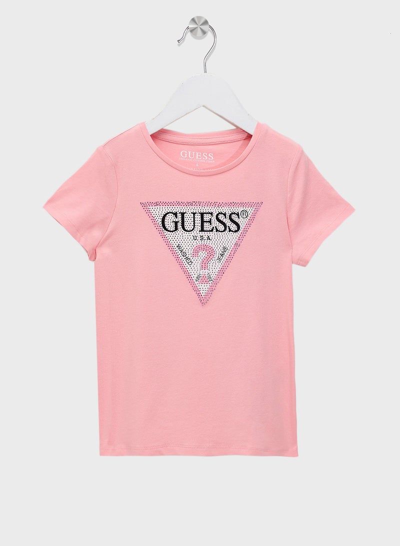 GUESS Youth Logo Crew Neck T-Shirt - Image 1