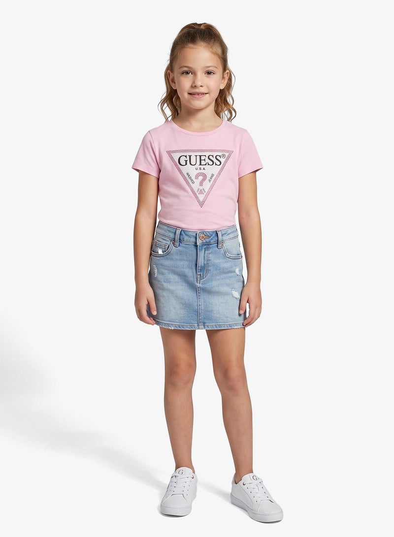 GUESS Youth Logo Crew Neck T-Shirt - Image 1