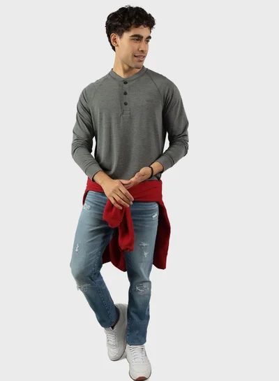 American Eagle Logo Henley Sweatshirts