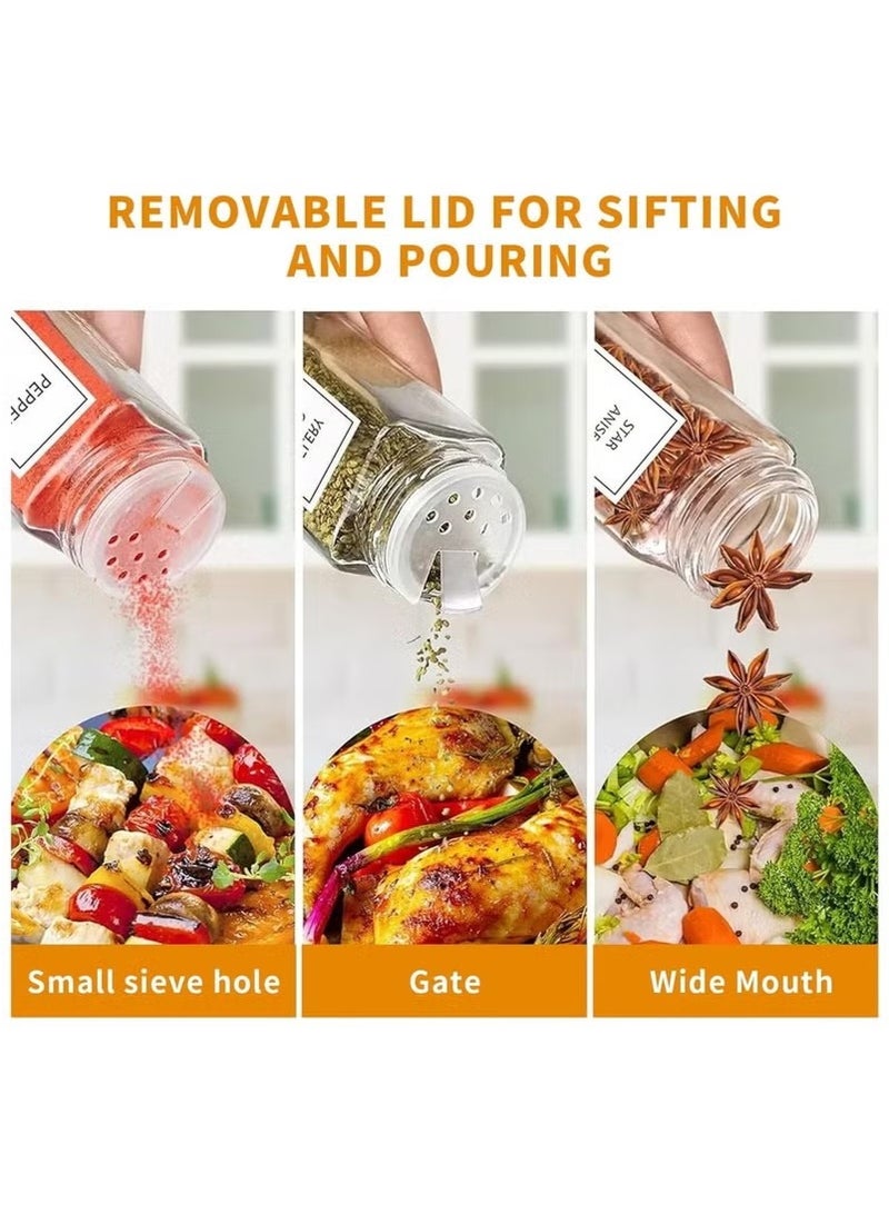 Glass Spice Jars, 24Pcs Empty Square Spice Containers with Bamboo Lids, 4oz Glass Storage Containers Jars with Labels Stickers, Shaker Lids, Funnel, Paint Pens and Cleaning Brush - Image 2