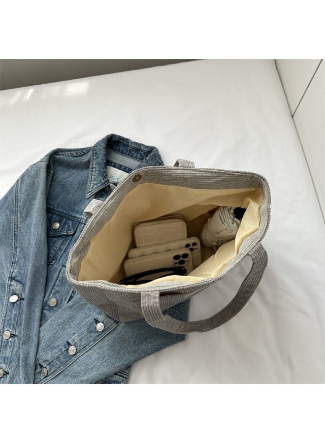 Women's Bag Corduroy 2023 Shoulder Bag Korean Fashion Mori Large Capacity Bag Personality A Generation Of Hair-Color:Dark Gray - Image 5