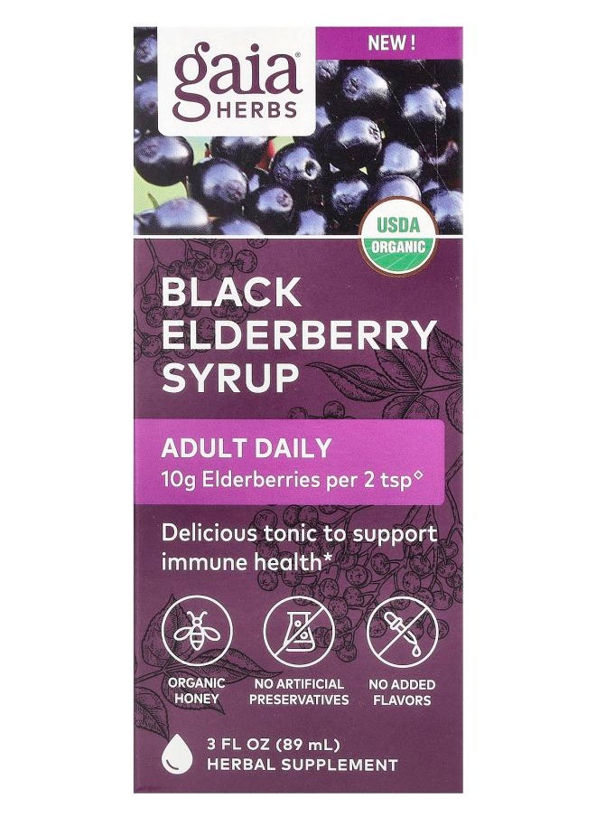 Gaia Herbs Adult Daily Black Elderberry Syrup 3 fl oz ( 89 ml) 